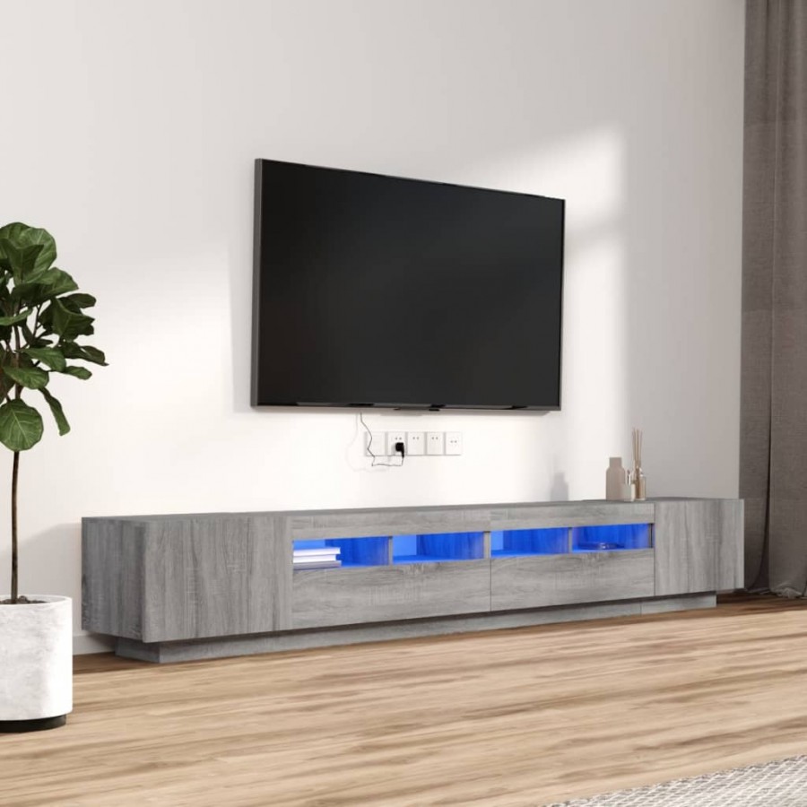 Ensemble de meubles TV avec lumières LED 3 pcs Sonoma gris