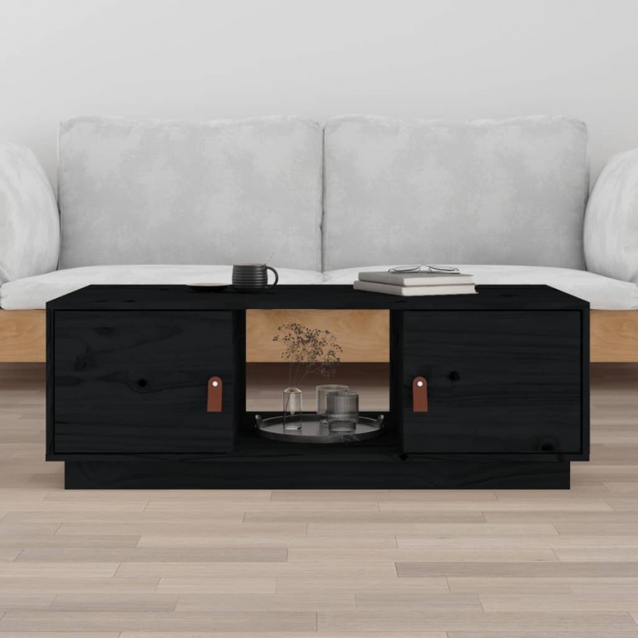 Table basse Noir 100x50x35 cm Bois massif de pin