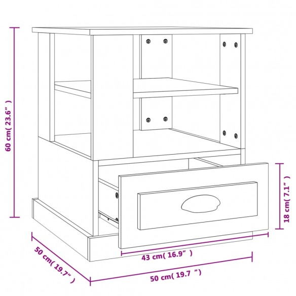 Table d'appoint chêne fumé 50x50x60 cm bois d'ingénierie