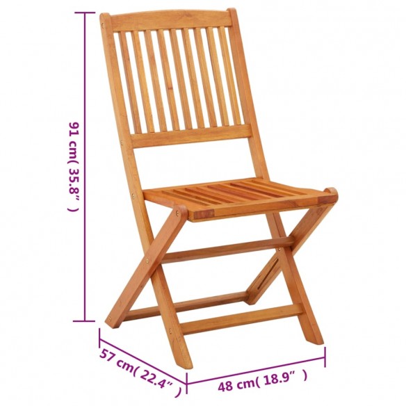 Chaises de jardin pliables 2 pcs Bois d'eucalyptus massif