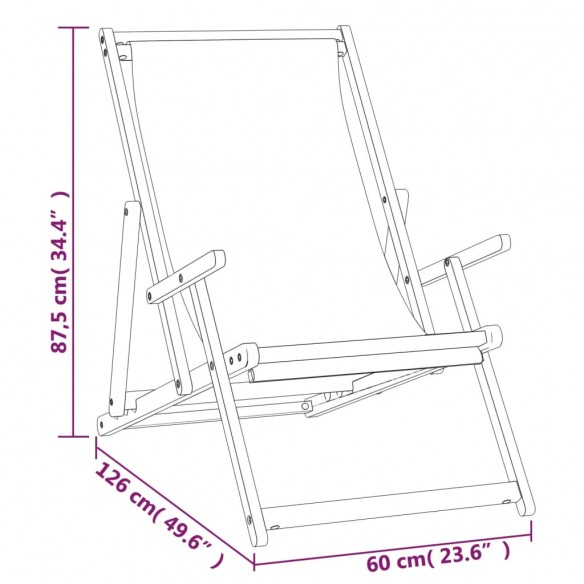 Chaise de plage pliable Bois de teck solide Rouge