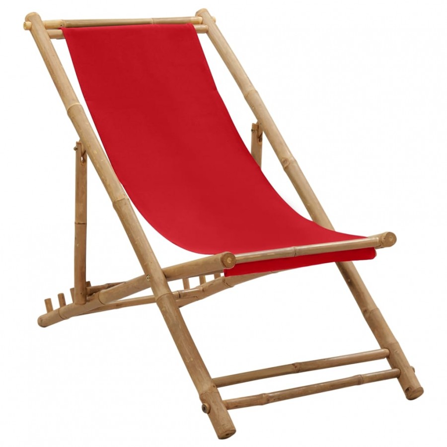 Chaise de terrasse Bambou et toile Rouge