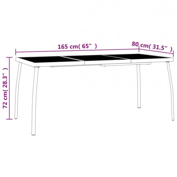 Table de jardin anthracite 165x80x72 cm Treillis d'acier