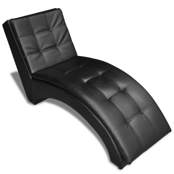 Chaise longue avec oreiller Noir Similicuir