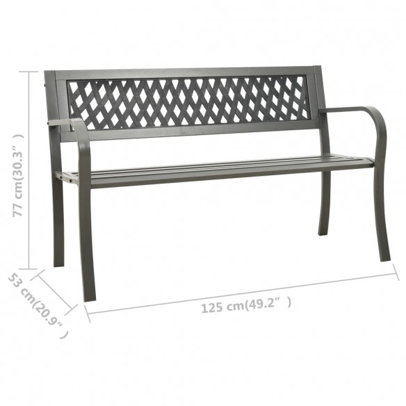 Banc de jardin 125 cm Acier Gris