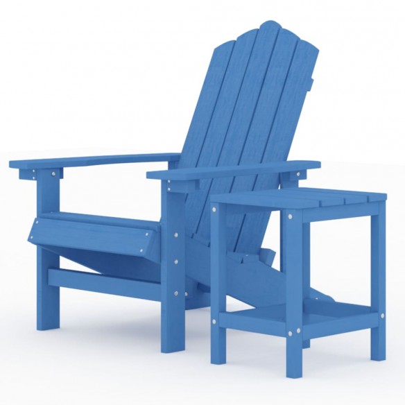 Chaise de jardin Adirondack avec table PEHD Bleu aqua