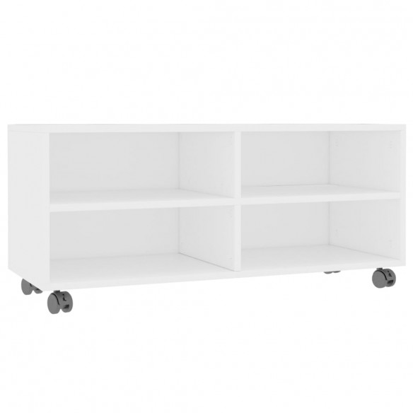 Meuble TV avec roulettes Blanc 90x35x35 cm Bois d'ingénierie