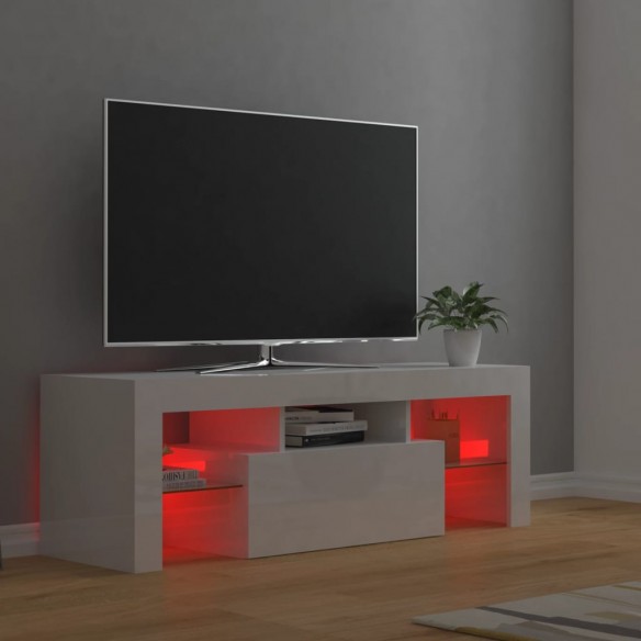 Meuble TV avec lumières LED blanc brillant 120x35x40 cm