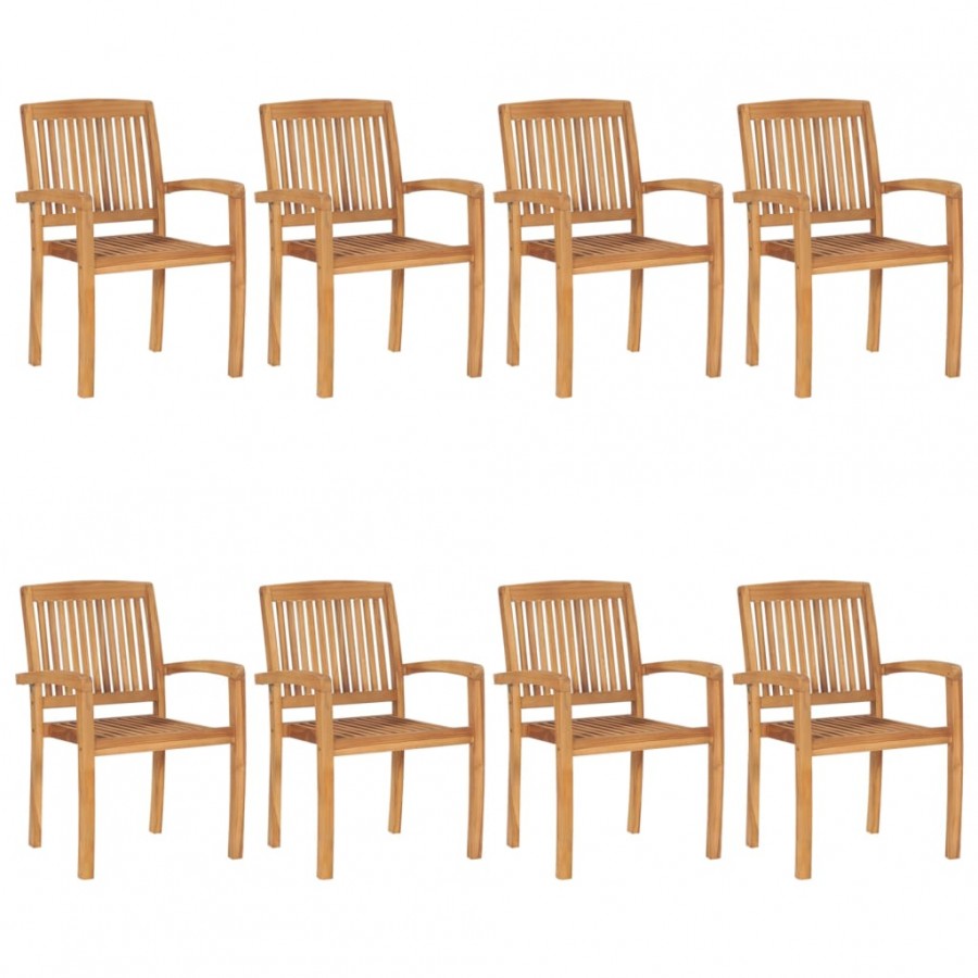 Chaises de jardin empilables 8 pcs Bois de teck solide