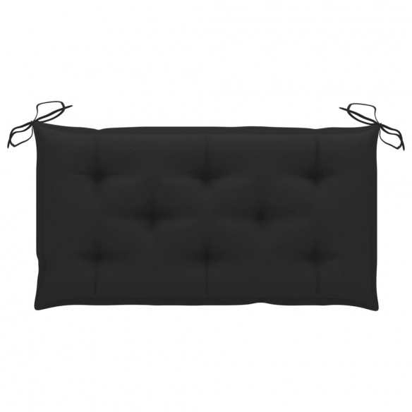 Banc de jardin avec coussin noir 112 cm Bois de teck massif