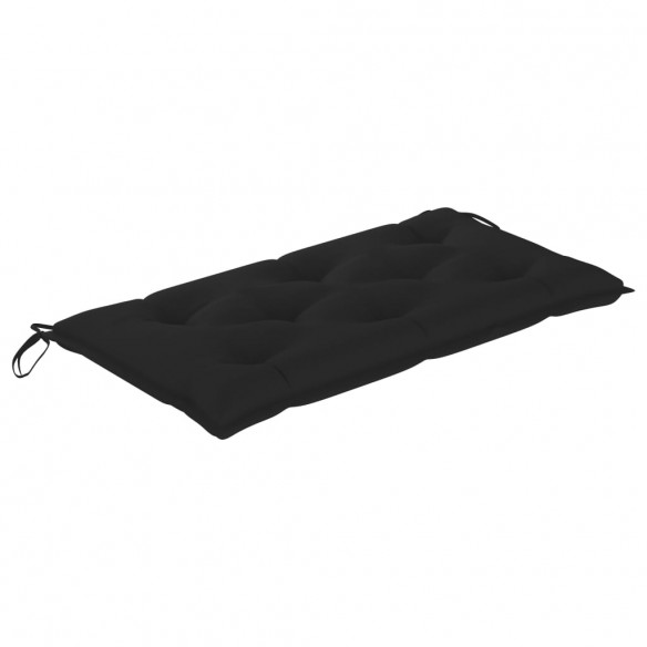 Banc de jardin avec coussin noir 112 cm Bois de teck massif