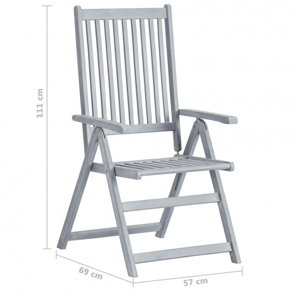 Chaises inclinables de jardin 6 pcs avec coussins Bois d'acacia