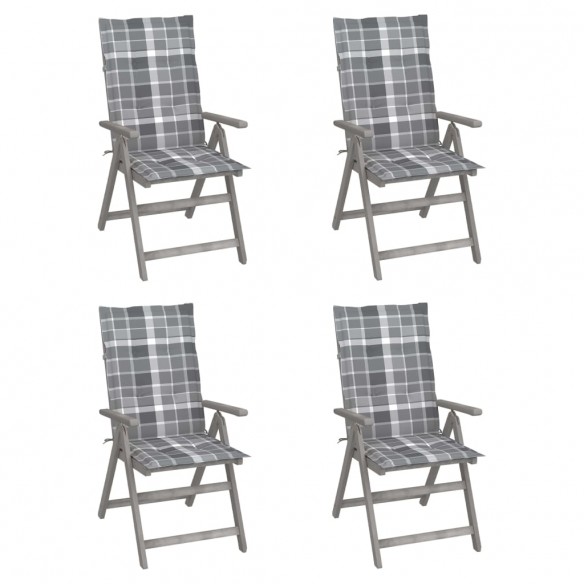 Chaises inclinables de jardin 4 pcs avec coussins Bois d'acacia