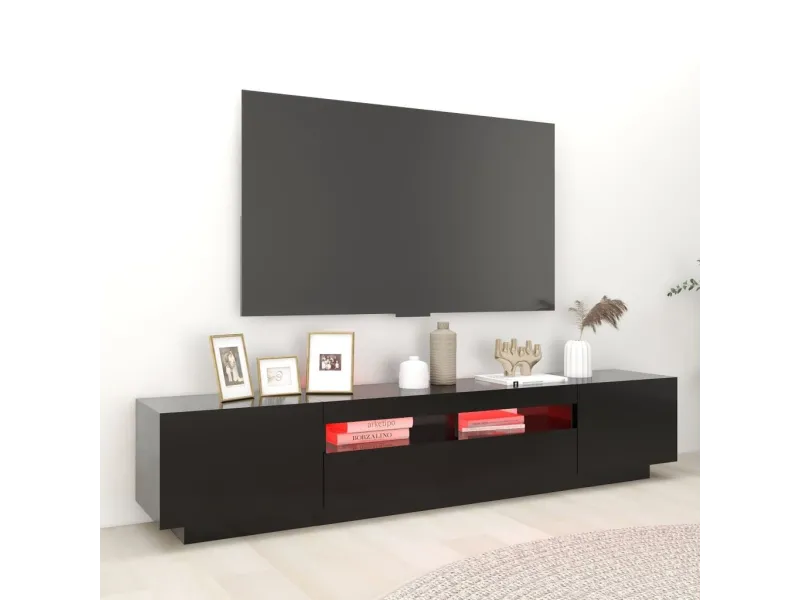 Meuble TV avec lumières LED Noir 200x35x40 cm