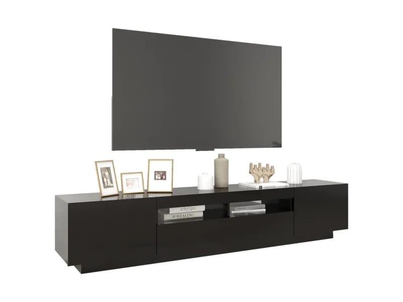 Meuble TV avec lumières LED Noir 200x35x40 cm