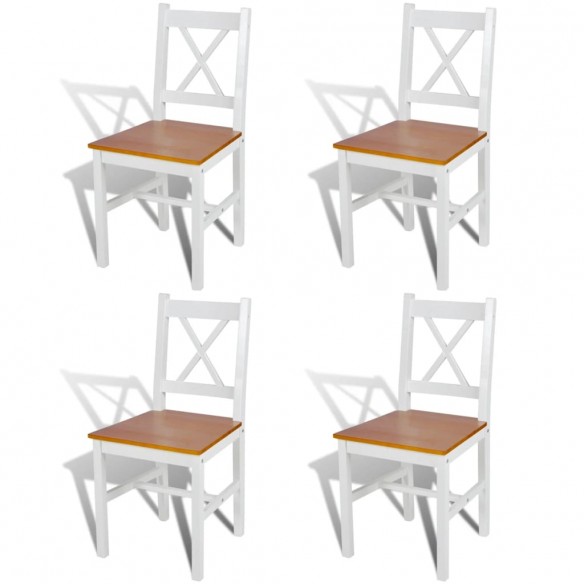 Chaises à manger lot de 4 blanc bois de pin