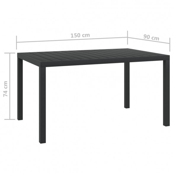 Table de jardin Noir 150 x 90 x 74 cm Aluminium et WPC