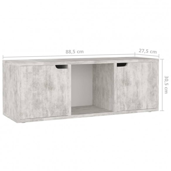 Meuble TV Béton 88,5x27,5x30,5 cm Aggloméré