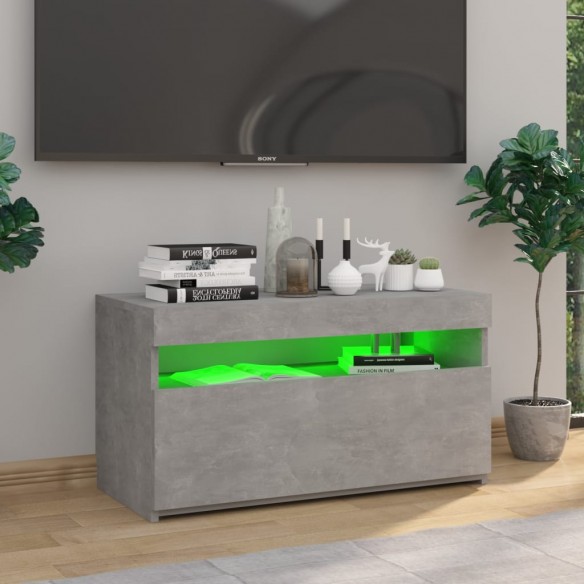 Meuble TV avec lumières LED Gris béton 75x35x40 cm