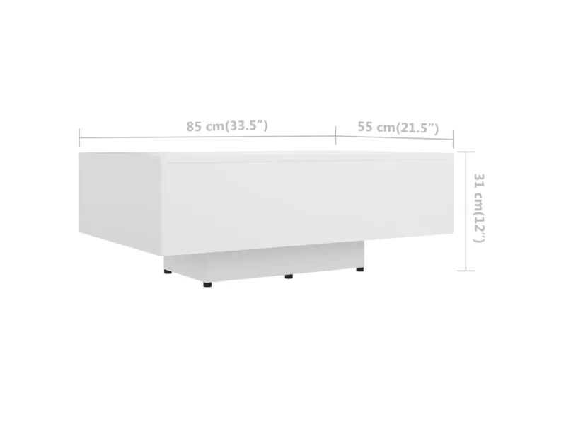 Table basse Blanc 85x55x31 cm Aggloméré