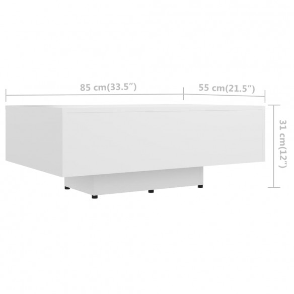 Table basse Blanc 85x55x31 cm Aggloméré