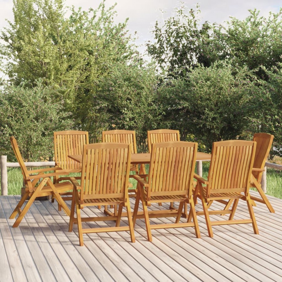 Chaises de jardin inclinables 8 pcs Bois de teck solide