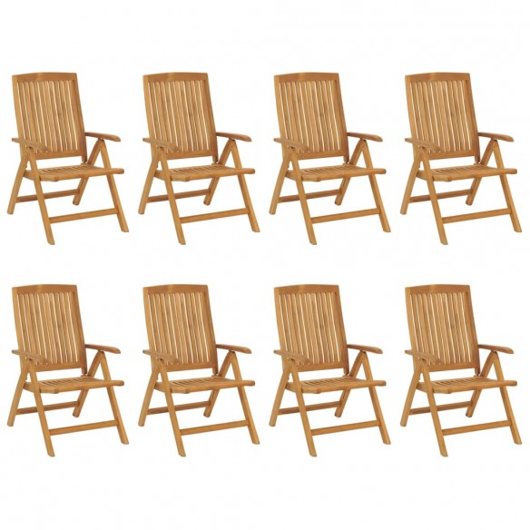 Chaises de jardin inclinables 8 pcs Bois de teck solide