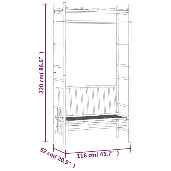 Banc de jardin avec pergola 116 cm Bambou