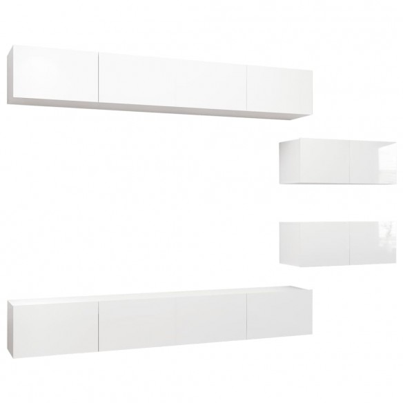 Ensemble de meuble TV 6 pcs Blanc brillant Aggloméré