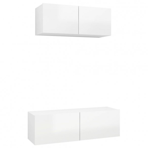 Ensemble de meuble TV 2 pcs Blanc brillant Aggloméré