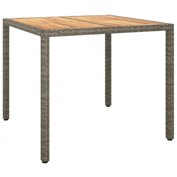 Table de jardin 90x90x75cm Résine tressée et bois d'acacia Gris