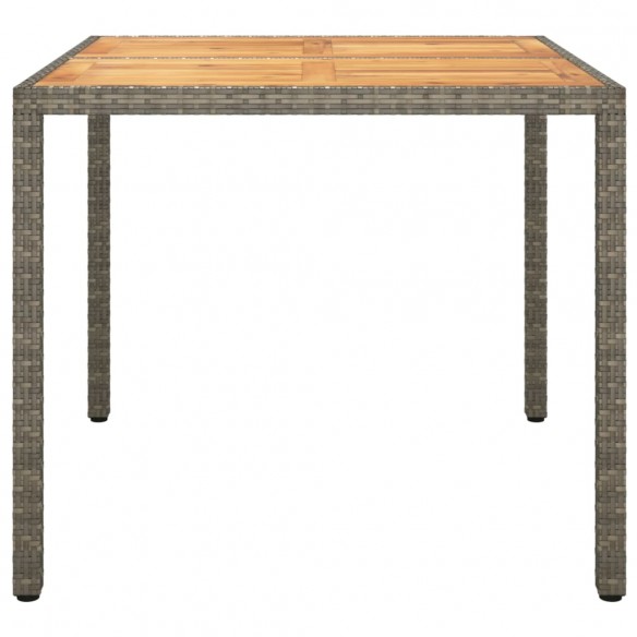 Table de jardin 90x90x75cm Résine tressée et bois d'acacia Gris