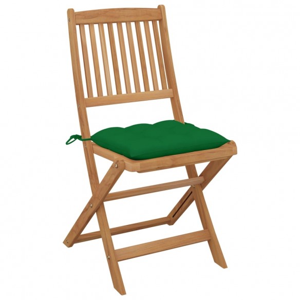 Chaises pliables d'extérieur avec coussins 8 pcs Bois d'acacia