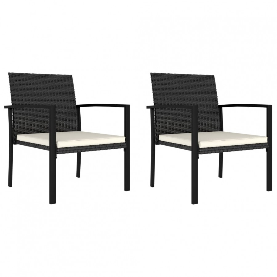 Chaises de salle à manger de jardin 2 pcs Résine tressée Noir