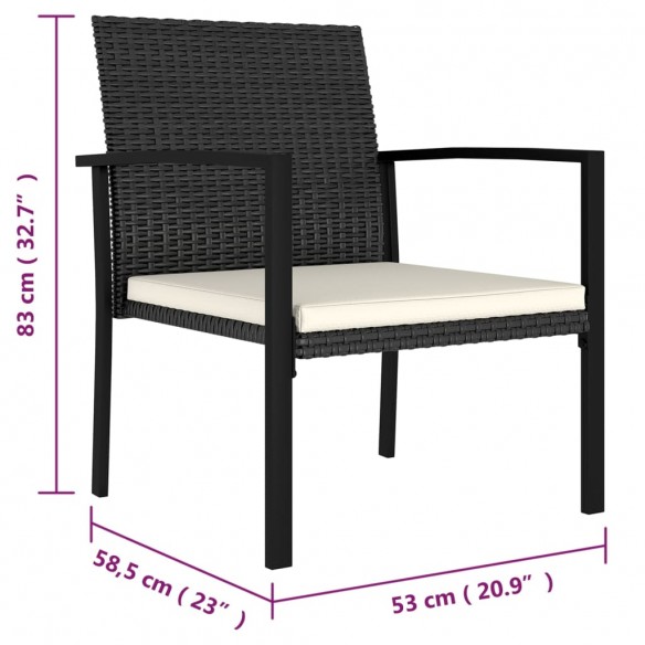 Chaises de salle à manger de jardin 2 pcs Résine tressée Noir