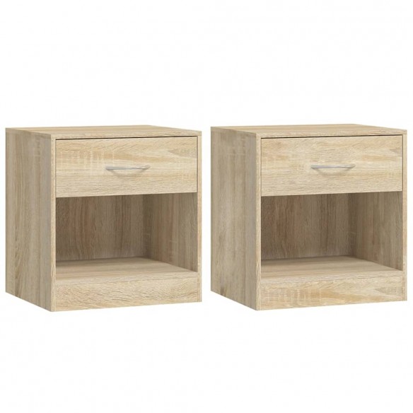 Table de chevet 2 pcs avec tiroir Couleur de chêne