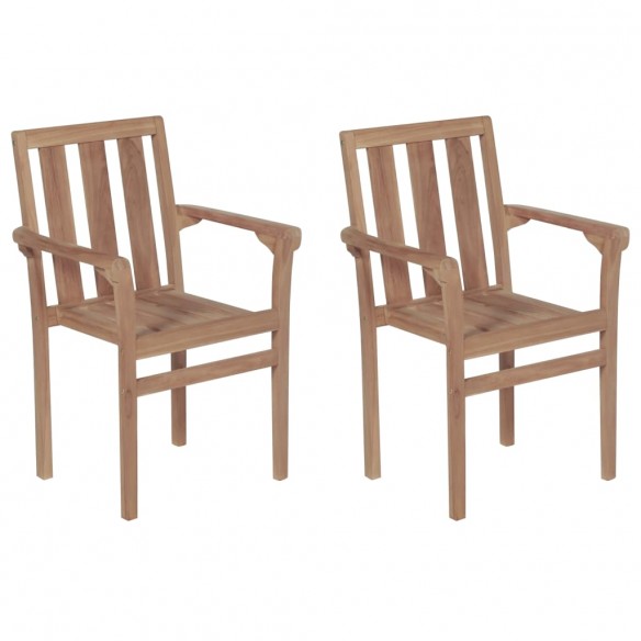 Chaises de jardin 2 pcs avec coussins blanc crème Teck massif