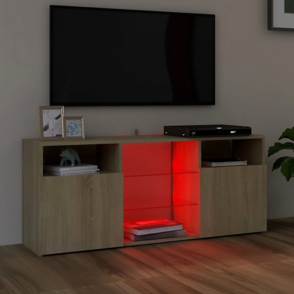 Meuble TV avec lumières LED chêne sonoma 120x30x50 cm