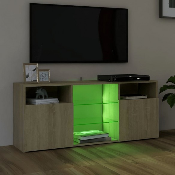 Meuble TV avec lumières LED chêne sonoma 120x30x50 cm