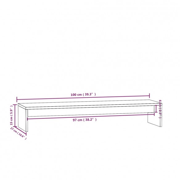 Support de moniteur 100x27x15 cm Bois de pin solide