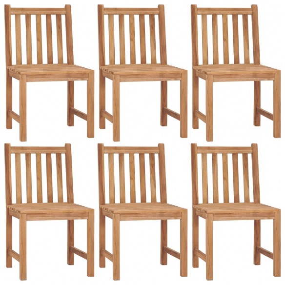 Chaises de jardin 6 pcs avec coussins Bois de teck massif