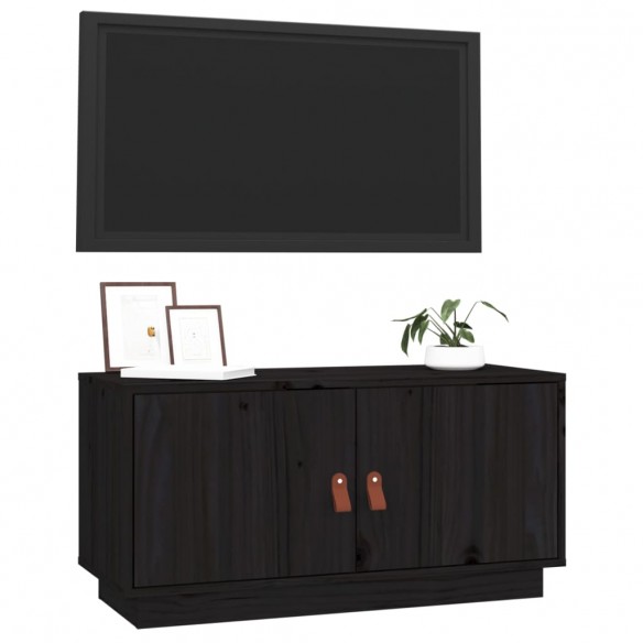 Meuble TV Noir 80x34x40 cm Bois de pin massif