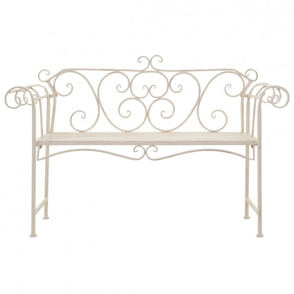 Banc de jardin 132 cm Métal Antique Blanc