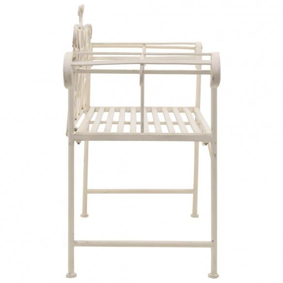 Banc de jardin 132 cm Métal Antique Blanc