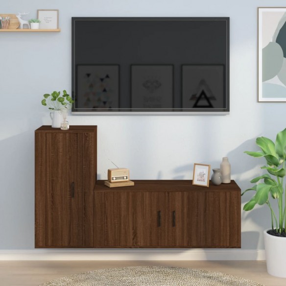 Ensemble de meubles TV 2 pcs Chêne marron Bois d'ingénierie