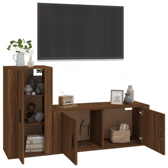 Ensemble de meubles TV 2 pcs Chêne marron Bois d'ingénierie