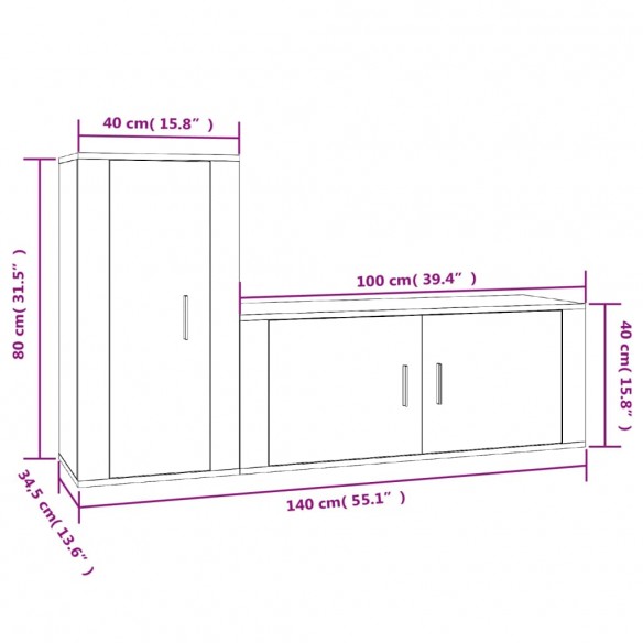 Ensemble de meubles TV 2 pcs Chêne marron Bois d'ingénierie