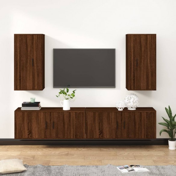 Ensemble de meubles TV 4 pcs Chêne marron Bois d'ingénierie