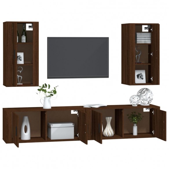 Ensemble de meubles TV 4 pcs Chêne marron Bois d'ingénierie