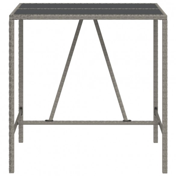 Table de bar et dessus en verre gris 110x70x110 cm poly rotin